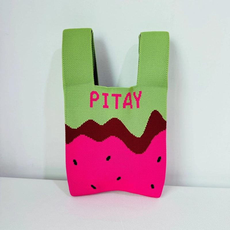 Women's Small Polyester Letter Fruit Cute Square Open Handbag