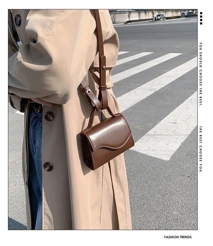 Women's Mini Pu Leather Solid Color Streetwear Square Flip Cover Square Bag