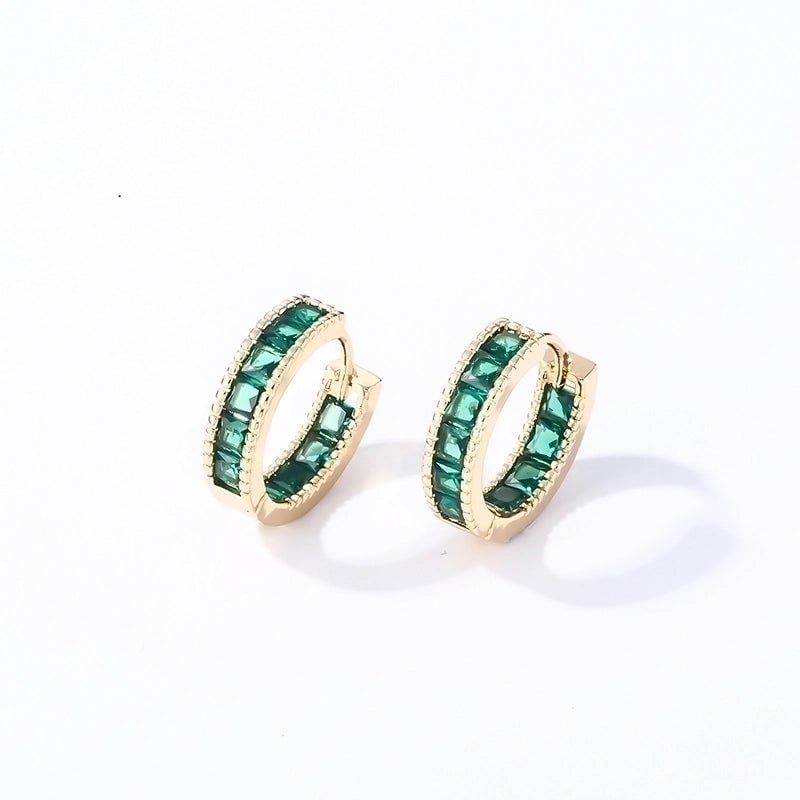 1 Pair Casual Vintage Style Minimalist Solid Color Inlay Copper Zircon Gold Plated Silver Plated Hoop Earrings