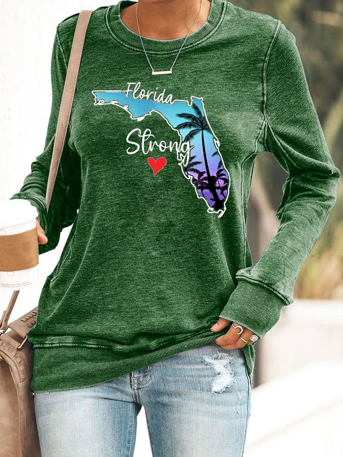 Women's Florida  Strong Mitton Hurricane Print Casuasl Sweatshirt