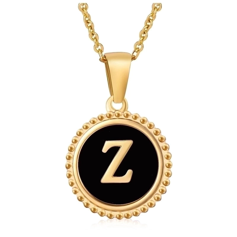 Fashion Round Letter 304 Stainless Steel 18K Gold Plated Enamel Gold Plated Pendant Necklace