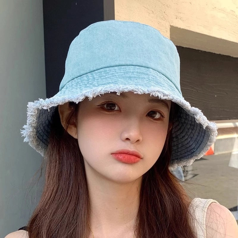 Basin Hat Cowboy Hat Female Fisherman Hat Sun Protection Hat Korean Fashion Sun Hat Cover Face Fashion Brand Face Look Small