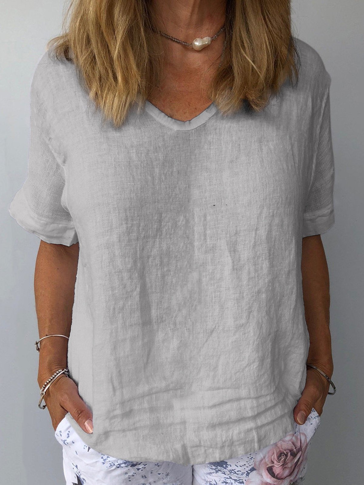 Women's Pure Color Casual Cotton Shirt