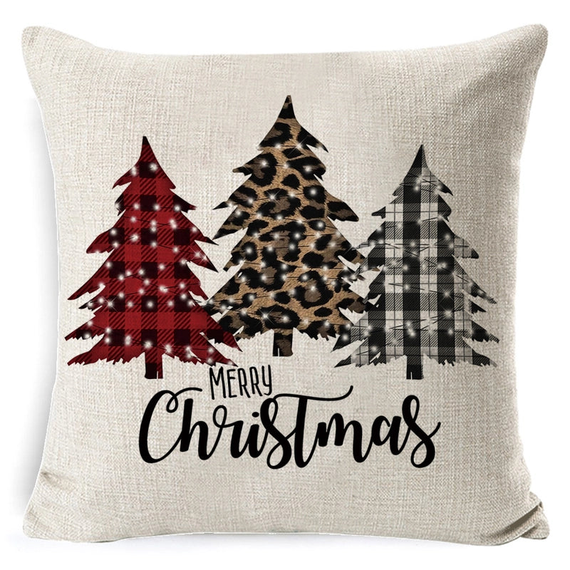 Retro Christmas Tree Santa Claus Christmas Socks Linen Pillow Cases