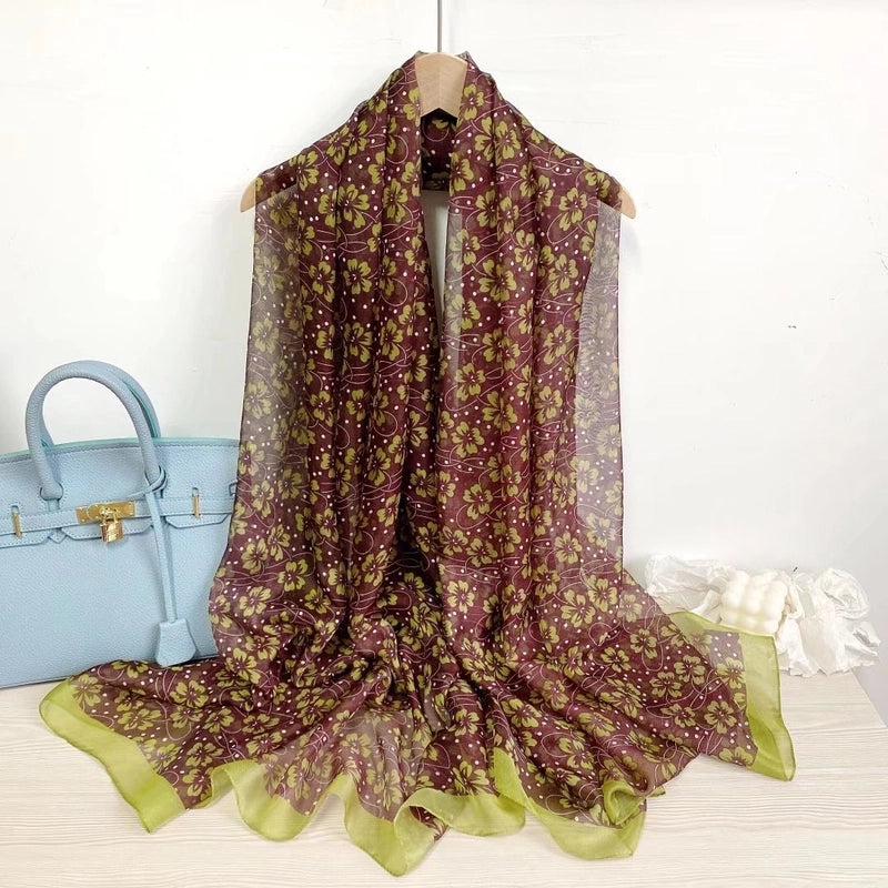 Spring And Summer New Yourou Silk Scarf Large Size Printed Beach Towel Dot Travel Vacation Sunscreen Scarf Women's Spot
