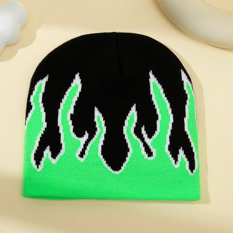 Unisex Casual Hip-Hop Flame Printing And Dyeing Eaveless Wool Cap