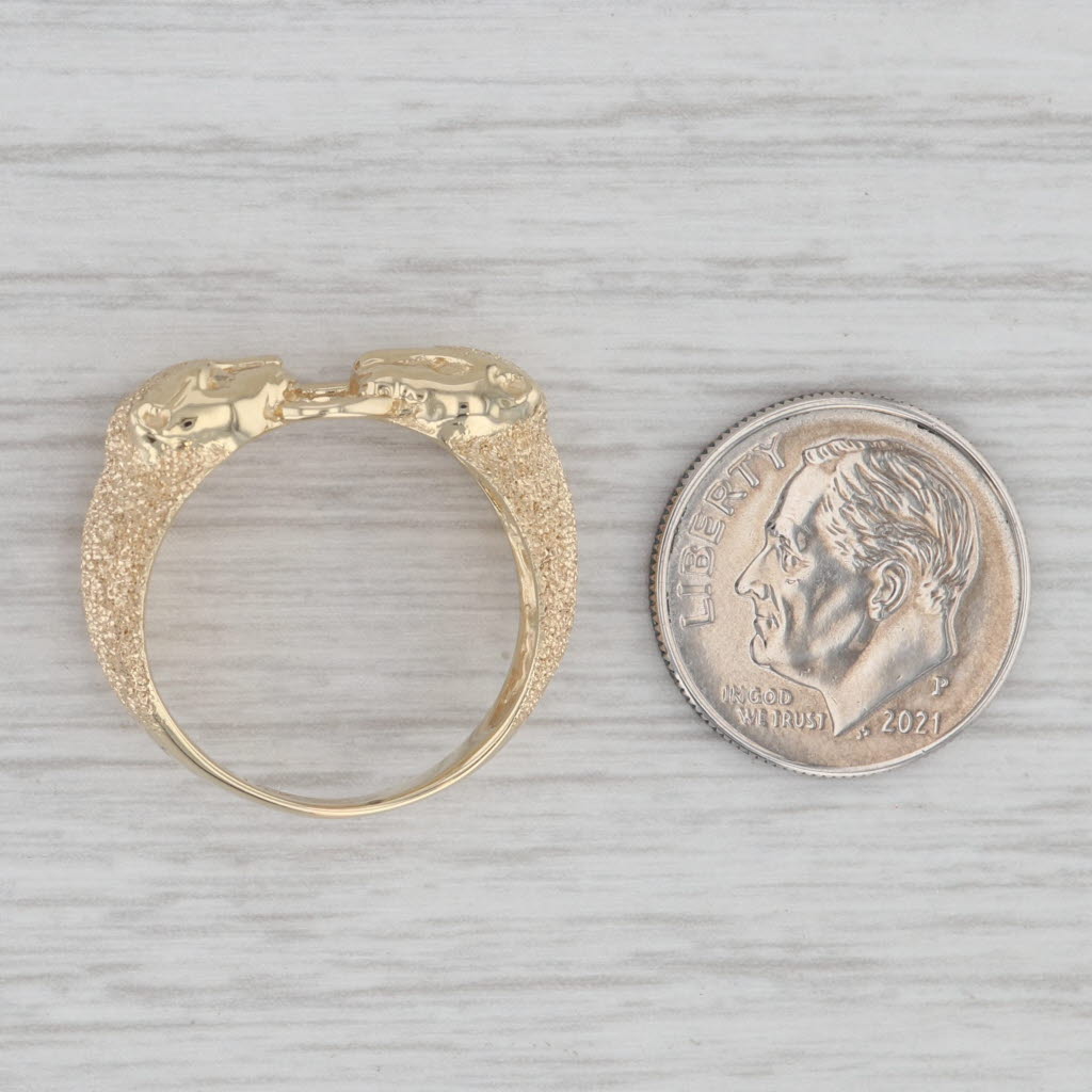 Panthers Holding Ring Brushed 14k Yellow Gold Size 7.5