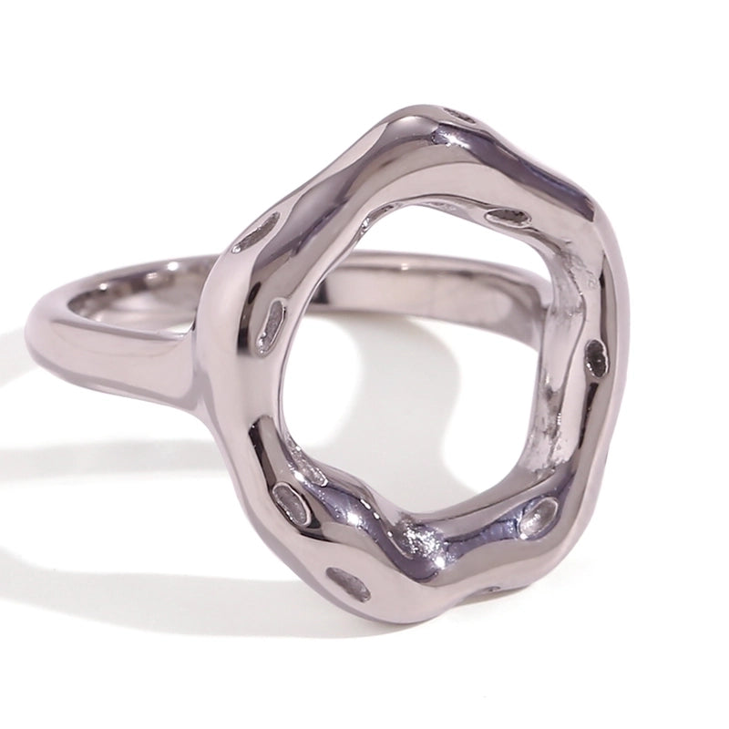 Basic Minimalist Classic Style Circle 304 Stainless Steel 18K Gold Plated Plating Rings