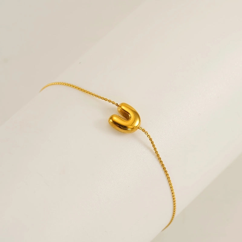 Casual Minimalist Letter 304 Stainless Steel 18K Gold Plated Bracelets In Bulk