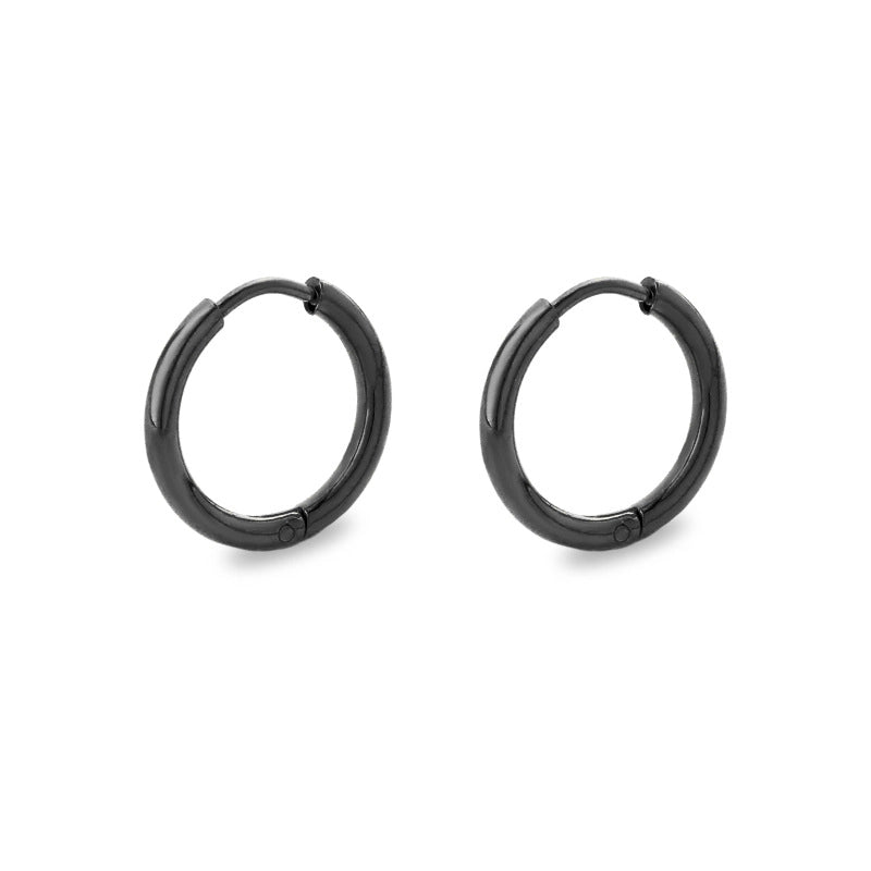 Minimalist Solid Color Stainless Steel Hoop Earrings 1 Pair