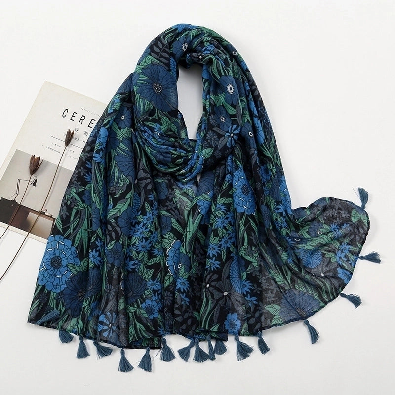 Women's Sweet Color Block Polyester Printing Scarf