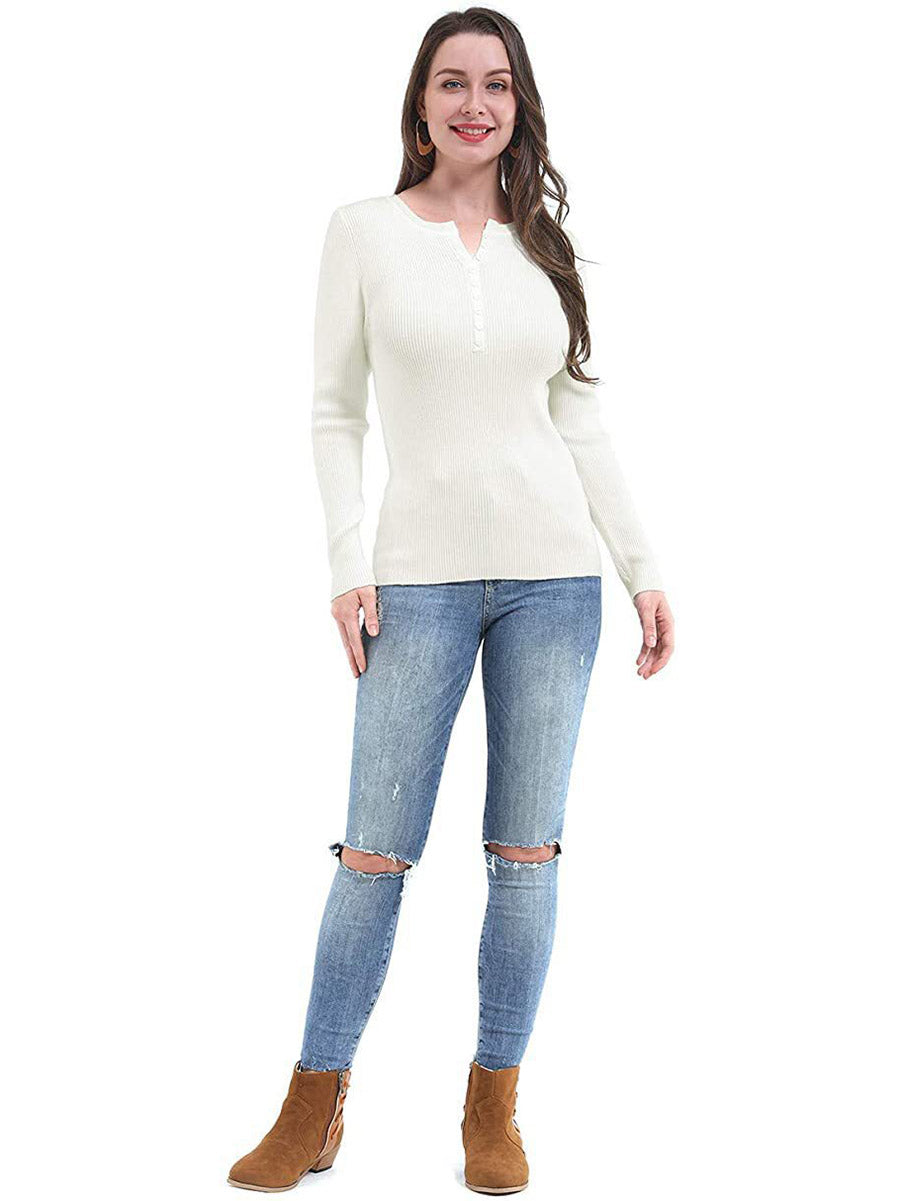 Button Slim Sexy Long-Sleeved T-Shirt(6 colors)