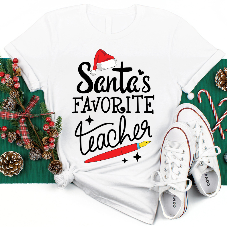 Christmas Santa's Favortie Teahcer T-Shirt