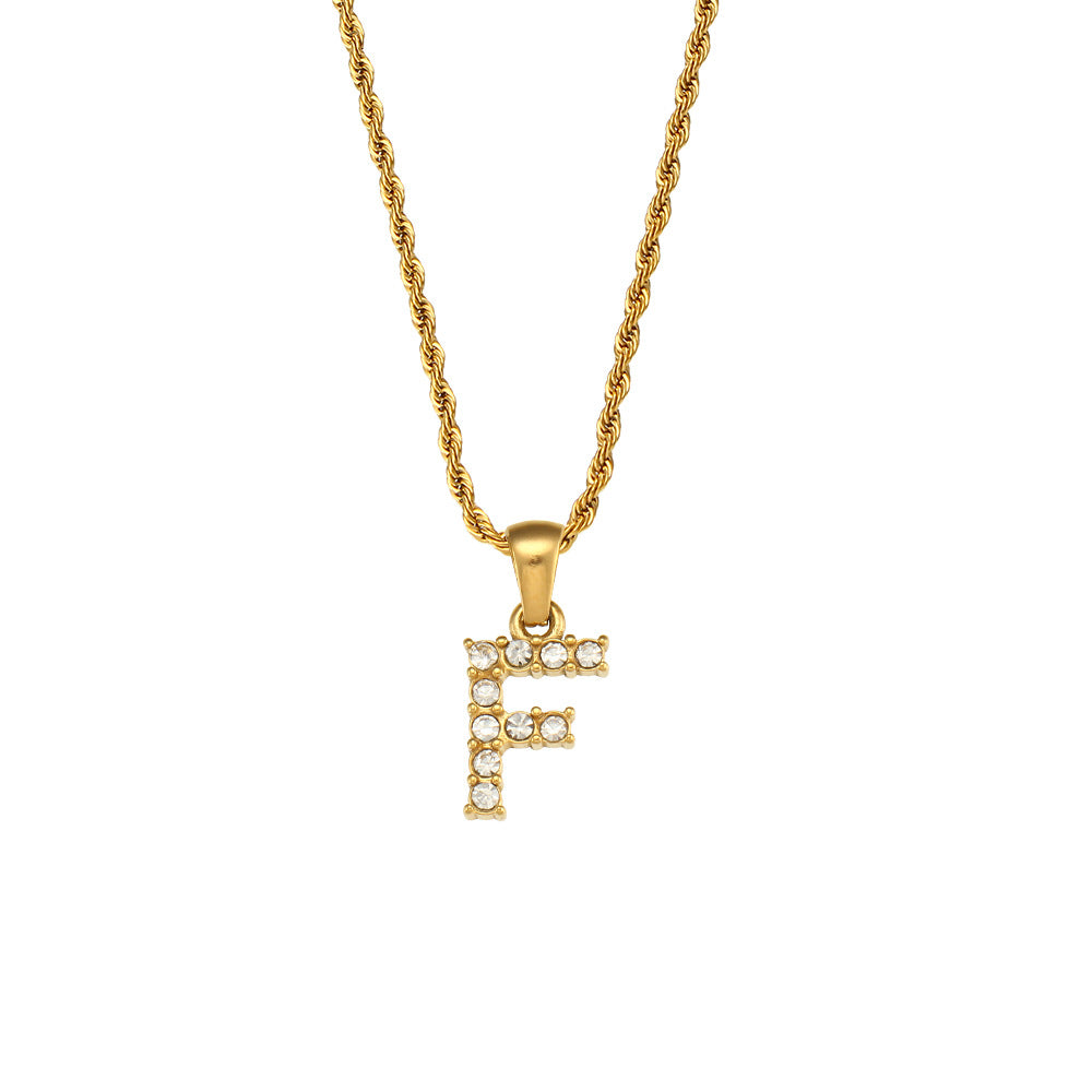 Fashion Round Number Text Letter Stainless Steel 18K Gold Plated Necklaces