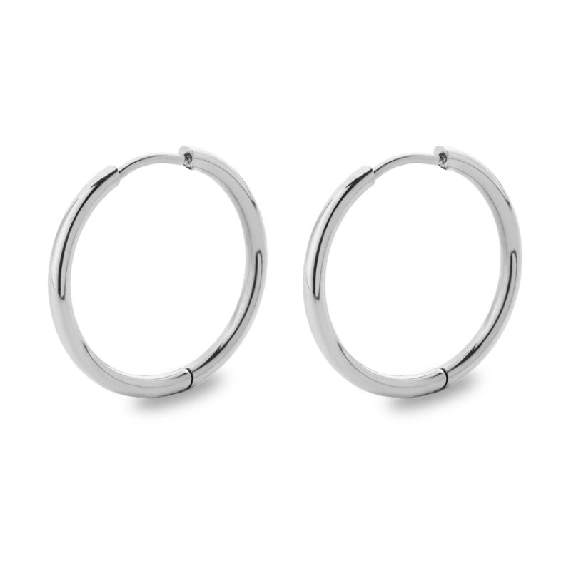 Minimalist Solid Color Stainless Steel Hoop Earrings 1 Pair