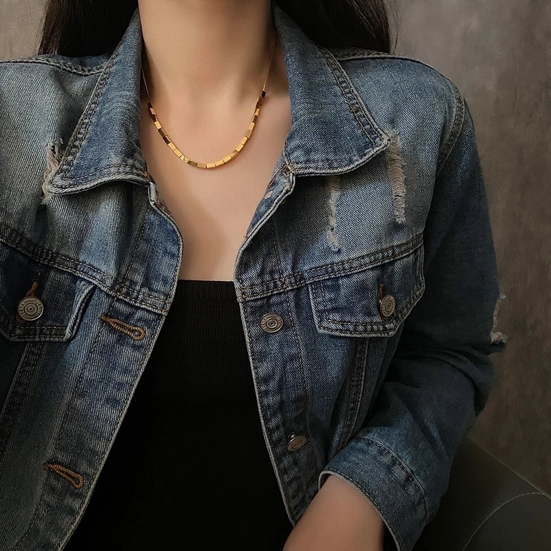 Fashion Geometric Titanium Steel Titanium Steel 18K Gold Plated Gold Plated Silver Plated Tassel Necklace