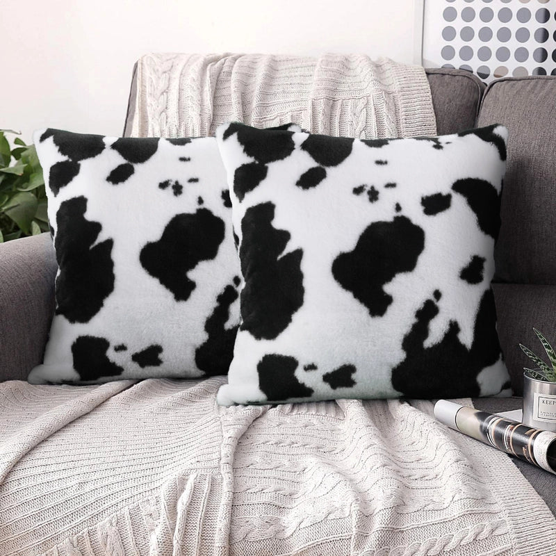 Cow Pattern Plush Pillowcase Animal Pattern Short Velvet Sofa Cushion Car Cushion Pillowcase