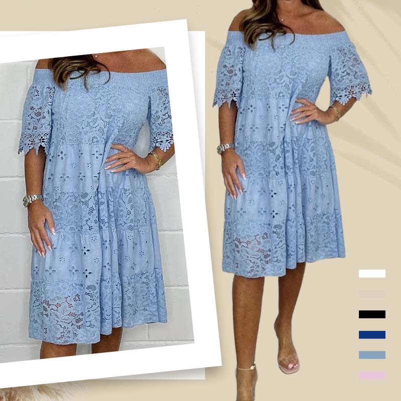 💃Lace Hollow Patchwork Strapless Dress For Women