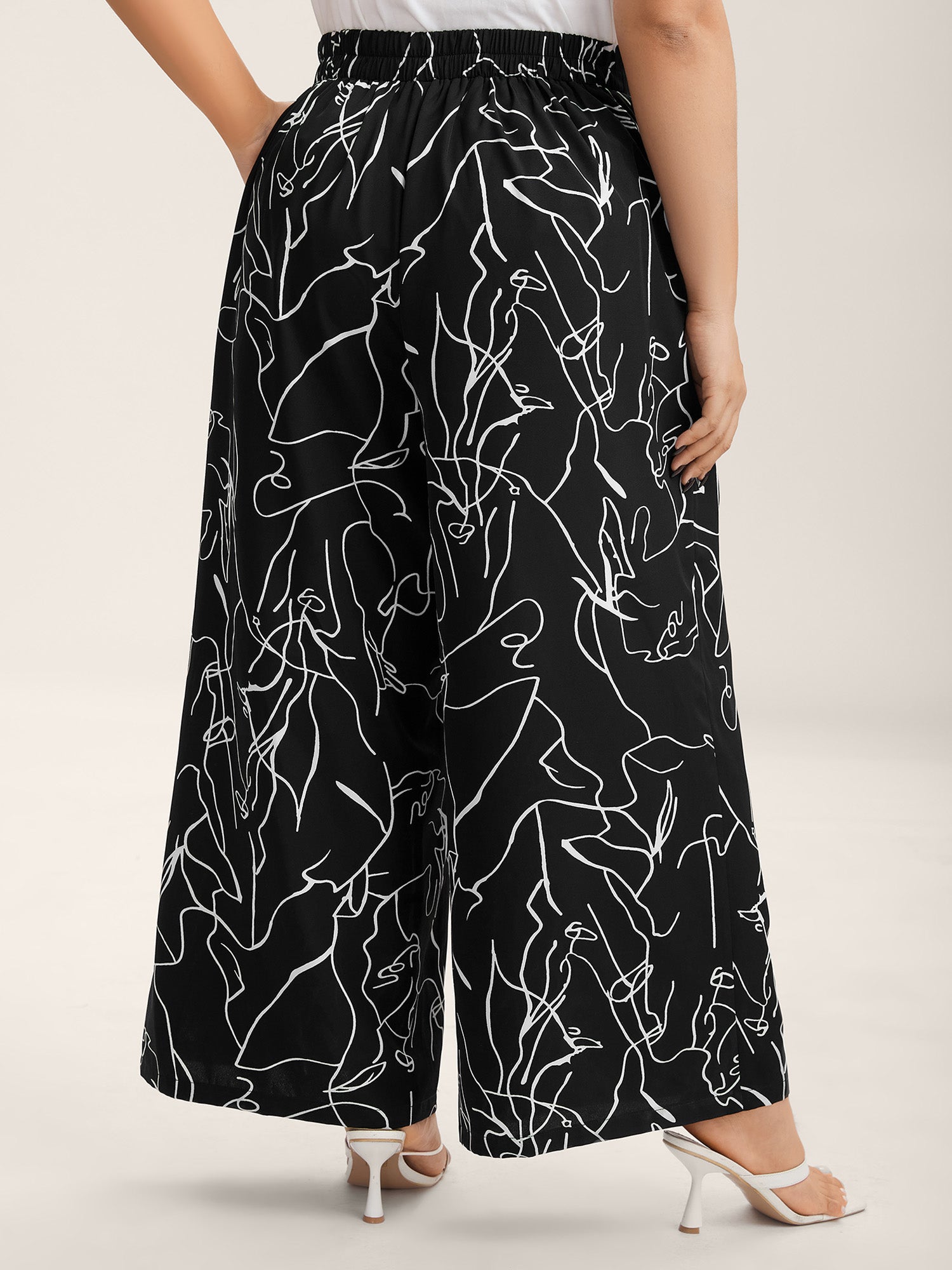 Abstract Print Flowy Wide-Leg Pants
