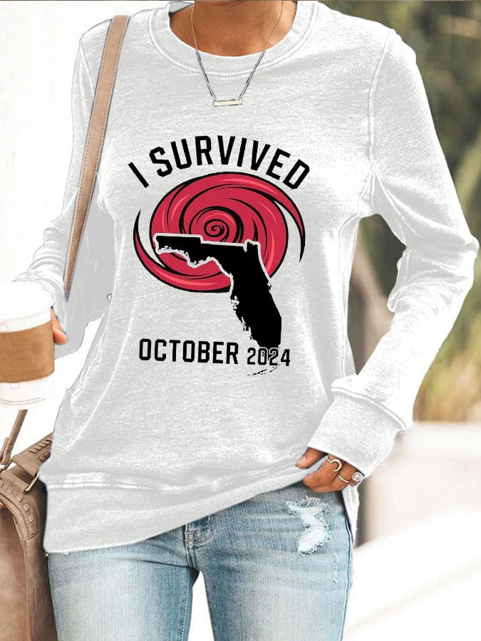 Women's I Survived OCTOBER 2024 Print Sweatshirt