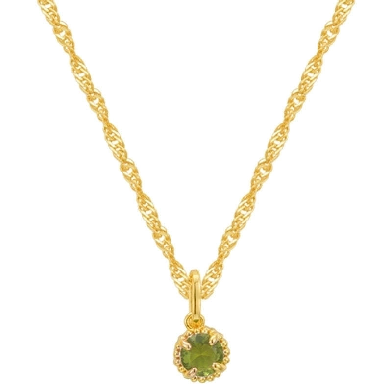 201 Stainless Steel 304 Stainless Steel Glass Gold Plated Elegant Minimalist Plating Inlay Round Birthstone Zircon Pendant Necklace