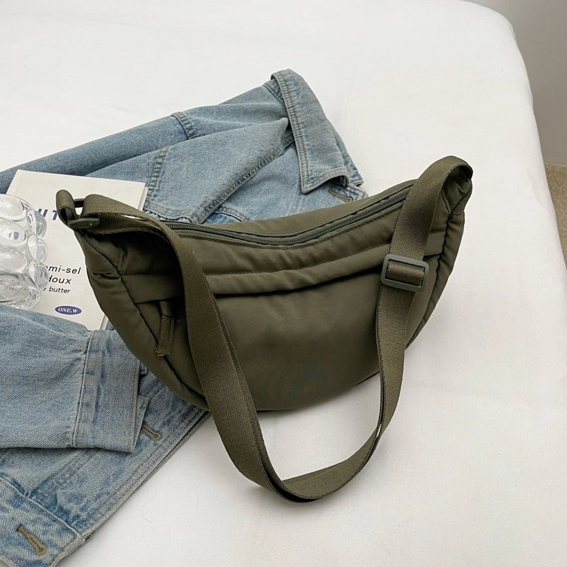 Women's Nylon Solid Color Classic Style Sewing Thread Zipper Underarm Bag