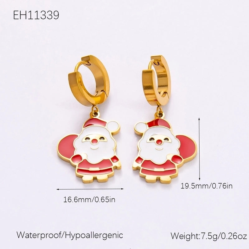 Christmas Classic Style Commute Christmas Tree Sled Elk 304 Stainless Steel Acrylic Artificial Pearls 18K Gold Plated Epoxy Plating Bracelets Earrings Necklace