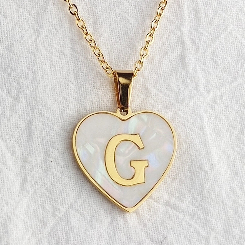 Cute Sweet Letter Titanium Steel Plating Inlay Shell Pendant Necklace