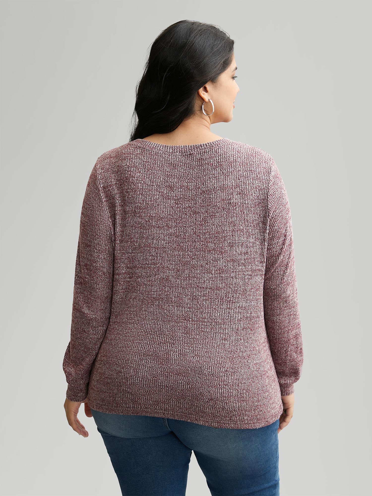 Solid Heather Round Neck Stitch Sweatshirt