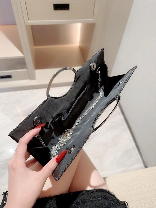 Women's Polyester Solid Color Elegant Square Hidden Buckle Evening Bag