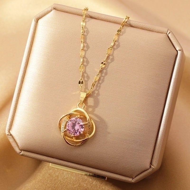 2 Pieces Vintage Style Heart Shape Flower Bow Knot Titanium Steel Copper Tassel Plating Inlay Zircon Pendant Necklace
