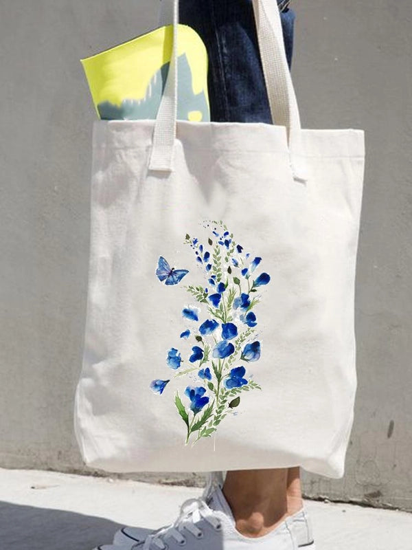 Women's Printed Shopping Bag Casual Shopping Handbag Women's Shoulder Bag Large Capacity New Artistic Fresh Women's Bag