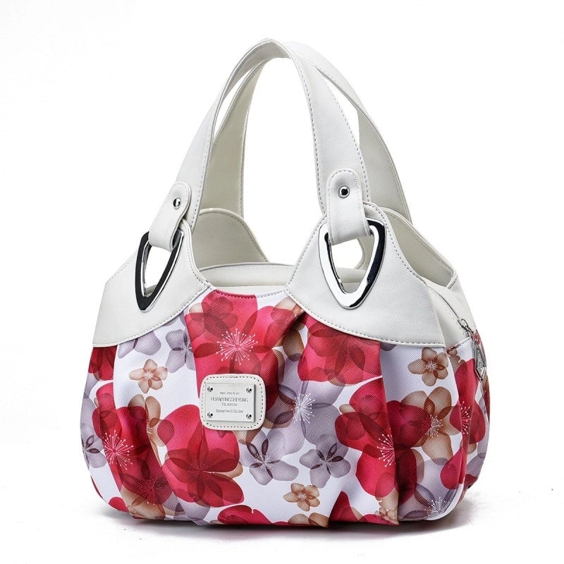 Women's Large Pu Leather Flower Elegant Sewing Thread Dumpling Shape Zipper Cloud Shape Bag