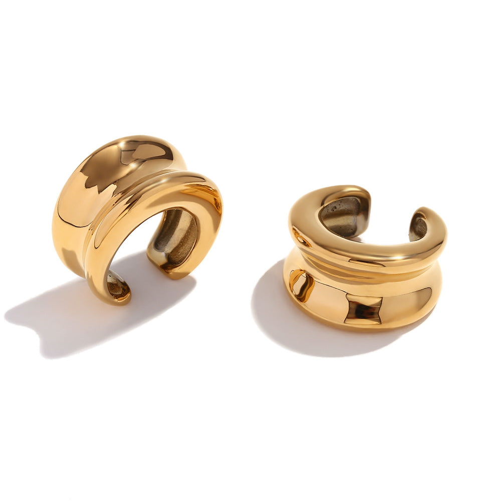 Fashion Petal Geometric Flower Stainless Steel 18K Gold Plated Earrings