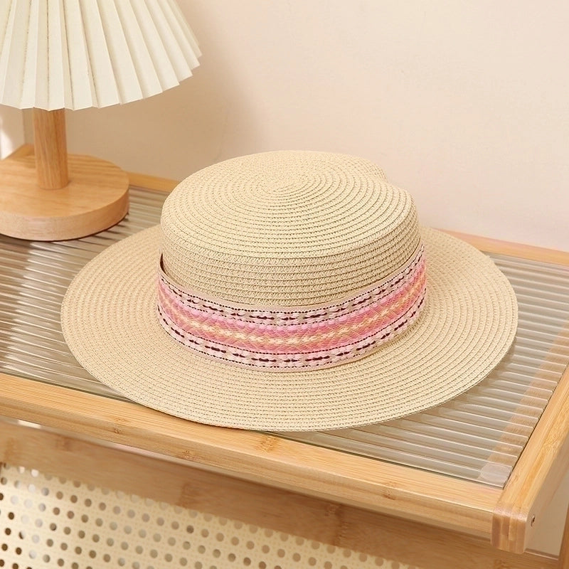 Unisex IG Style Geometric Flat Eaves Straw Hat