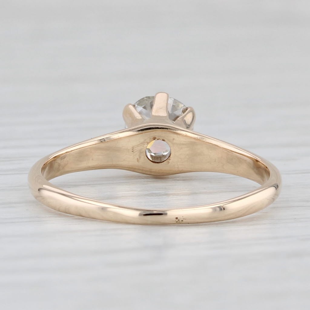 Antique 0.58ct Old European Diamond Solitaire Engagement Ring 14k Gold Size 7.75