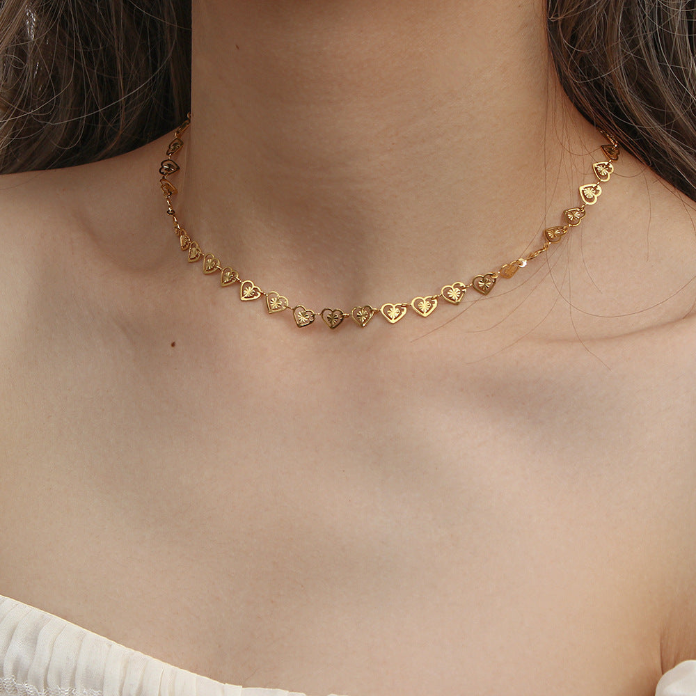 Fashion Heart Stainless Steel 18K Gold Plated Necklaces