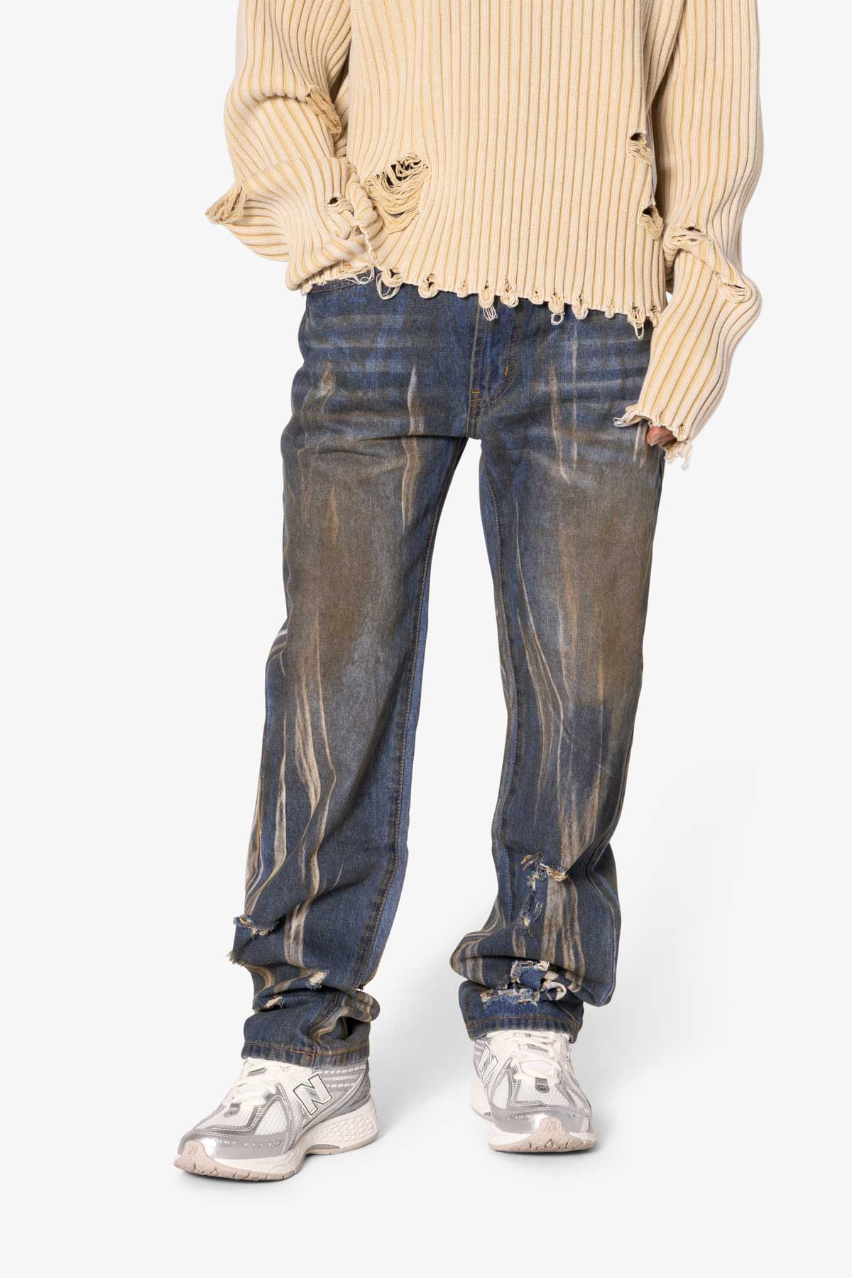 V708 Dirty Fold Denim - Blue