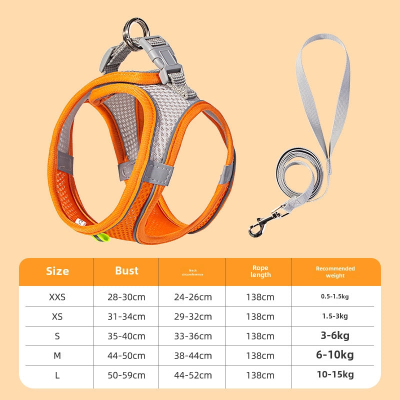 Reflective Breathable Pet Leash Cat Dog Chest Back Strap Harness Supplies Outdoor Walking Lead Rope Comfortable Durable