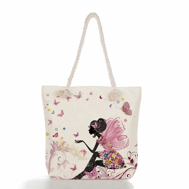 Women'S Vacation Butterfly Canvas Shopping Bags