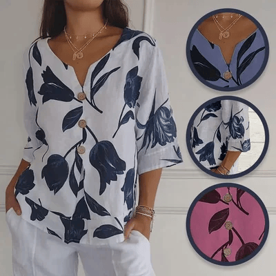 💕Gran Oferta Del Día De La Madre 49% OFF🌷Top Tipo Túnica Con Cuello En V Estampado🌷