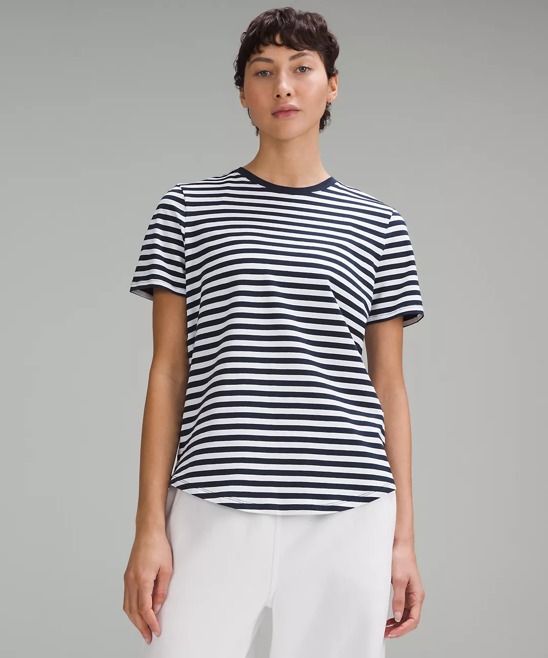 Love Curved-Hem Crewneck T-Shirt