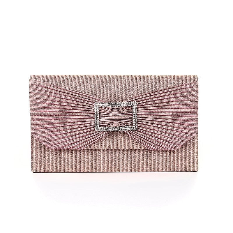 Pink Black Champagne Rhinestone Solid Color Square Evening Bags