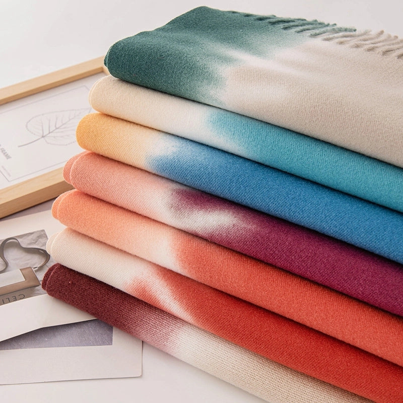 Women's Casual Multicolor Imitation Cashmere Tassel Scarf