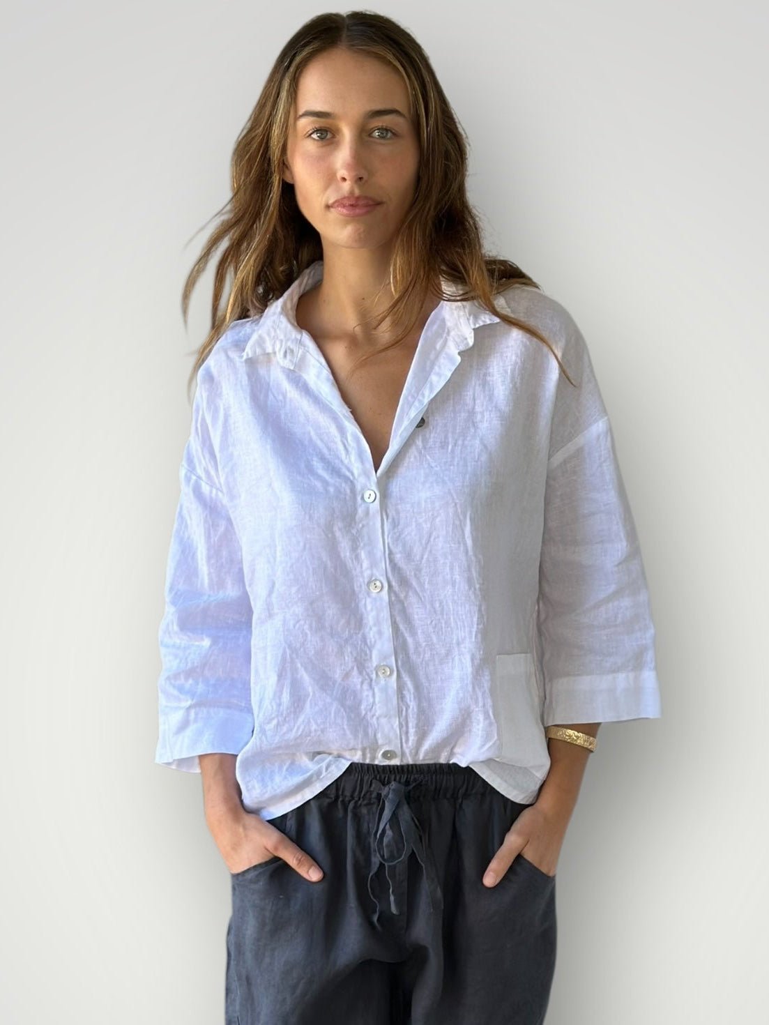 deanna shirt- white linen