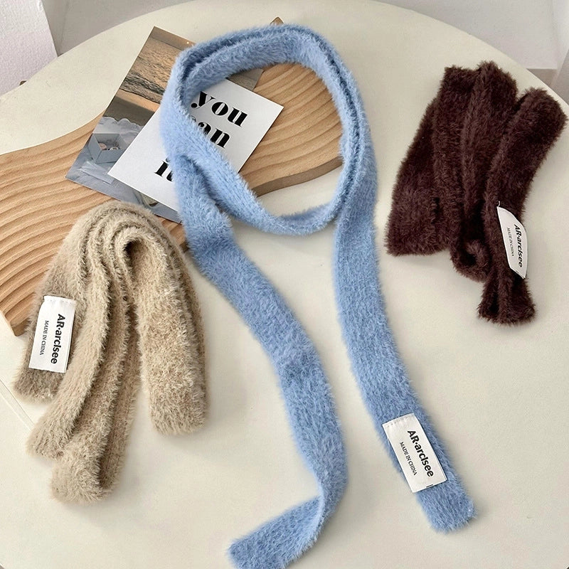 Women's Minimalist Classic Style Solid Color Flannel Scarf