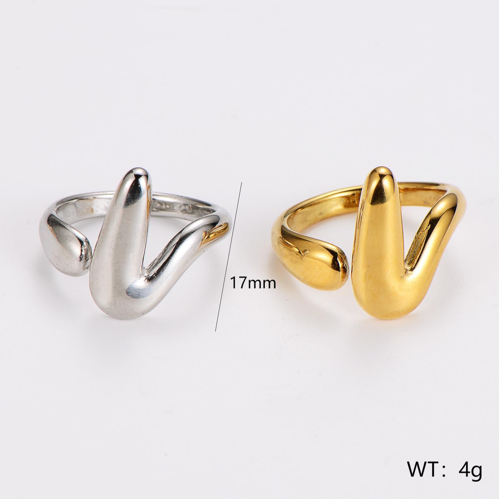 Aml Stainless Steel Fashion Popular V-Shaped Open Ring Female Fashion Versatile Ring