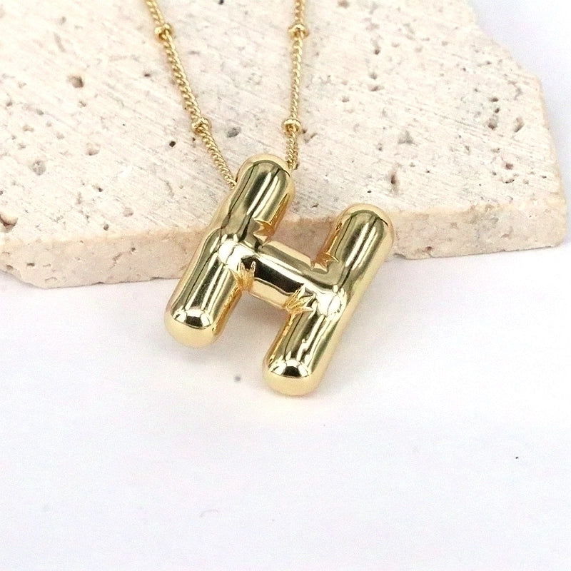 Minimalist Classic Style Letter Copper 18k Gold Plated Pendant Necklace In Bulk