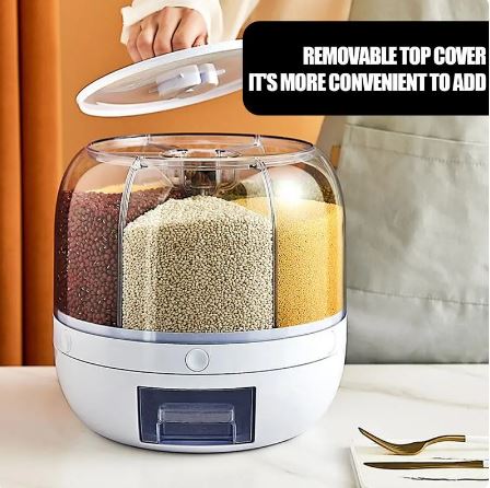 10kg 360° Rotating Cereals Rice Container Kitchen Organizer Food Storage Dispenser Box