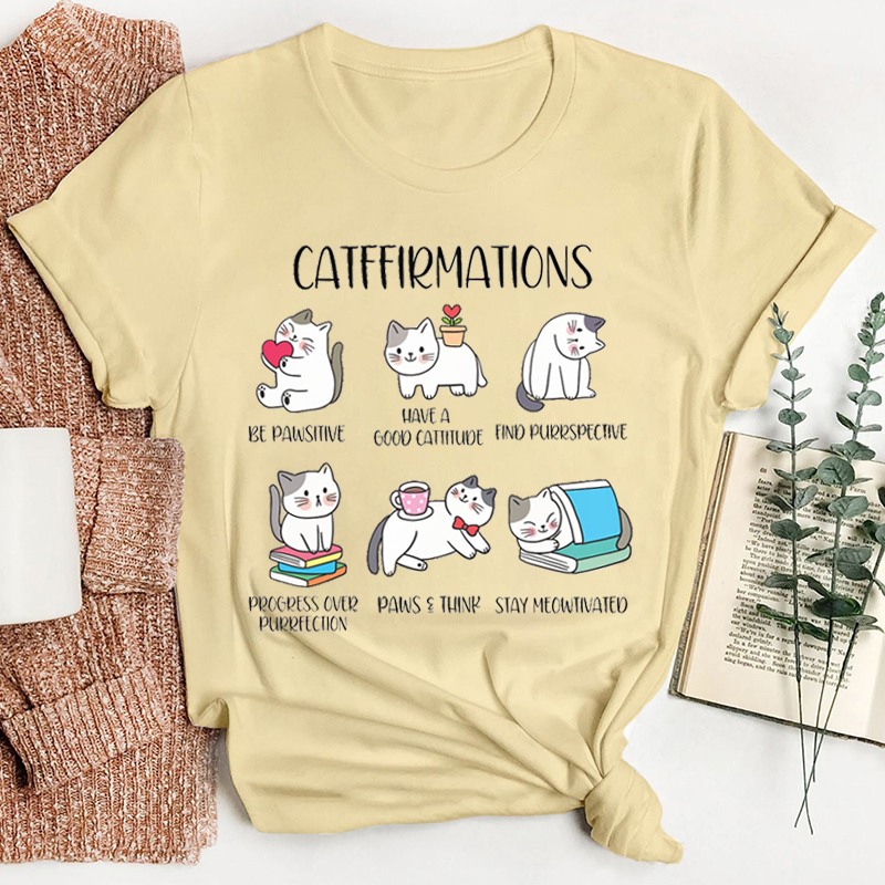 Catffirmations Cat Print Teacher T-Shirt